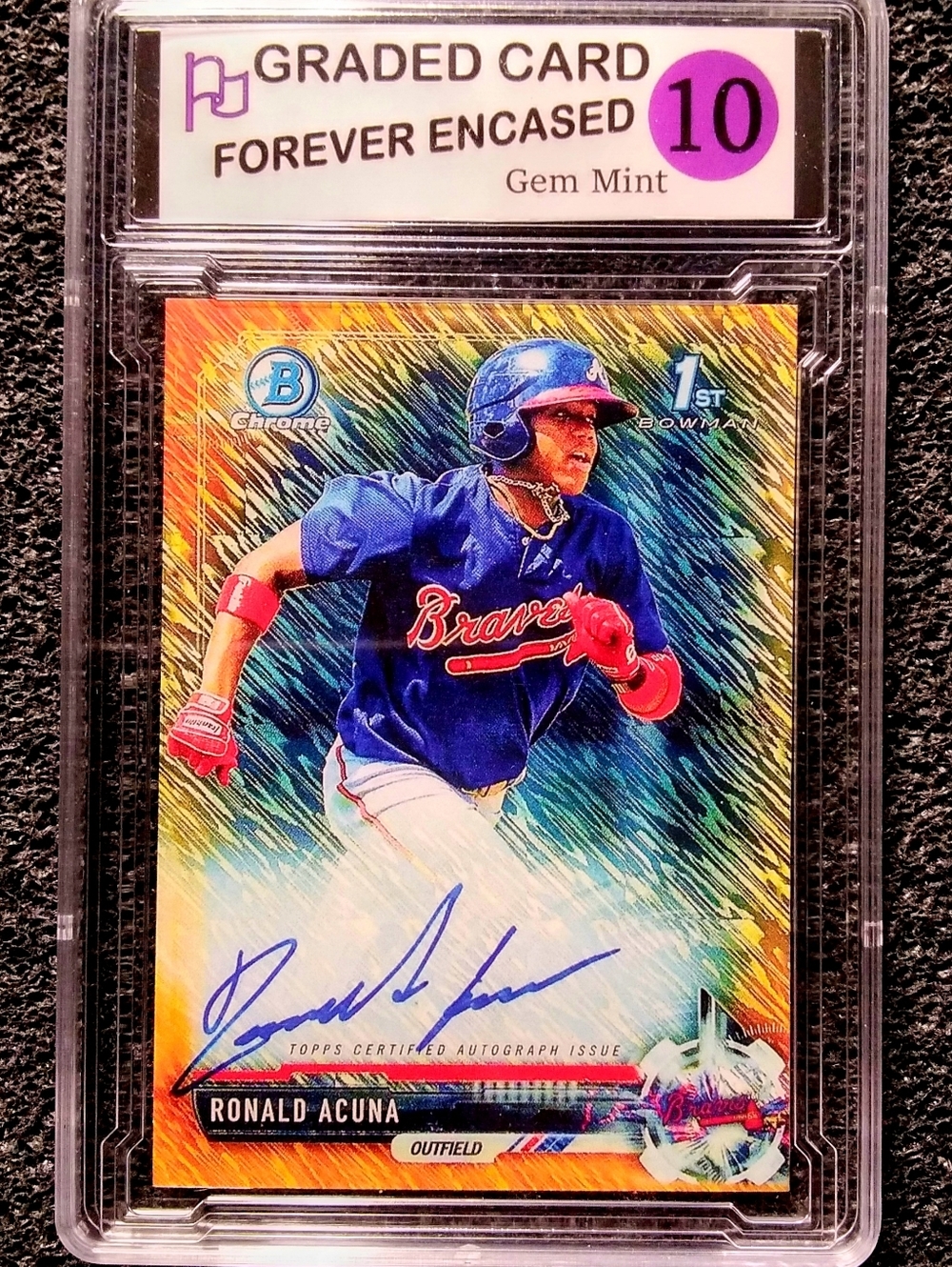 Ronald Acuna Jr Atlanta Braves MVP Autograph Baseball Rookie Card. Graded 10 Gem